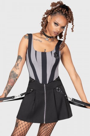 Killstar Abhor Corset Top Šedé | INYOPZ-180