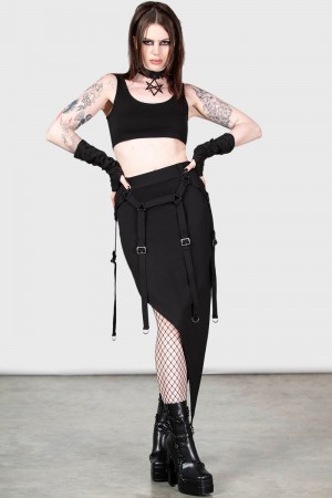 Killstar Acacia's Poison Midi Skirt Černé | ACBPHL-784