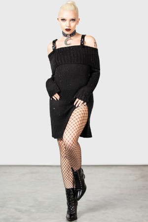 Killstar Achylsa Šaty Černé | PXJGNA-359
