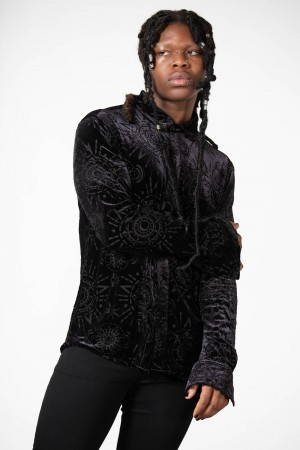 Killstar Alchemight Burnout Button-Up Shirt Černé | QGLYJR-502