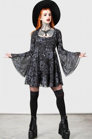 Killstar Astral Willow Šaty Černé | FVTJMC-765