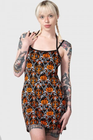 Killstar Autumn Slumber Slip Šaty Černé | IBTECQ-390