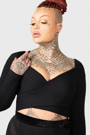 Killstar Awakening Wrap Top Černé | WSUGJQ-514