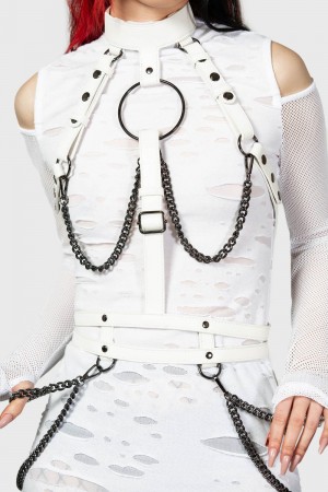 Killstar Baphomet Bones Harness Bílé | OFJQDV-862