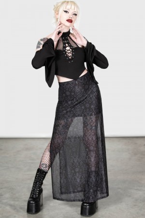 Killstar Baphy Maxi Skirt Černé | RVSMPC-729