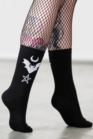 Killstar Bat Magic Socks [B] Černé | ZQSVHG-062