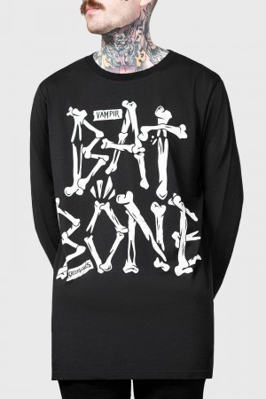 Killstar Batbone Long Sleeve Top Černé | KEYWSM-936