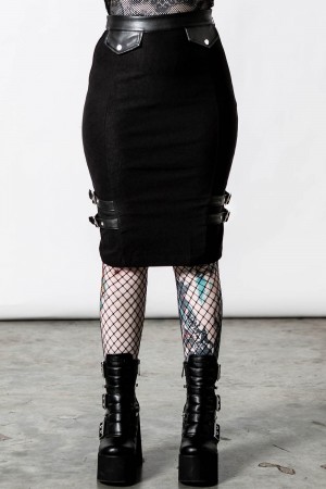 Killstar Bayonet Pencil Skirt Černé | DLYIOE-213