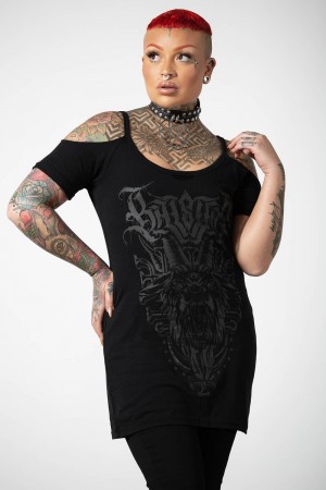 Killstar Bellow Distress Top Černé | TEFGRB-037