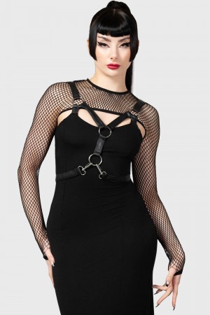 Killstar Bite Me Fishnet Bolero [B] Černé | TOPGVY-684