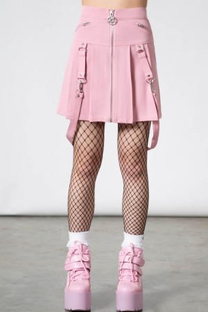 Killstar Blaire B*tch Mini Skirt [PASTEL PINK] Růžové | RPDEAZ-814