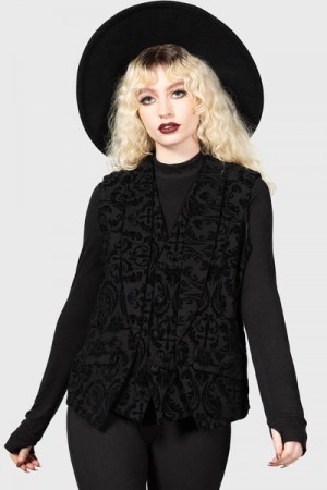 Killstar Bleak Heart Waistcoat Černé | MKENXG-084