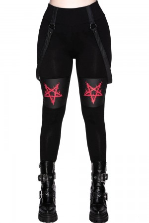 Killstar Bloodpact Leggings Černé | QBXICG-458