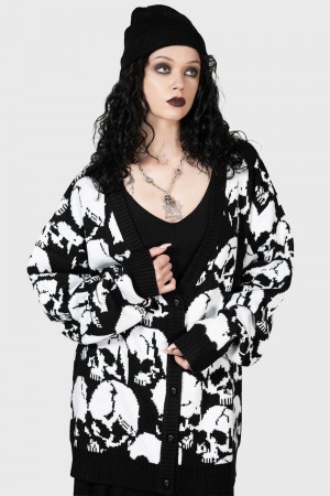 Killstar Bone Idle Cardigan Černé Bílé | YOEVLQ-092