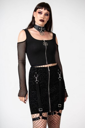 Killstar Bound To Me Garter Skirt Černé | EOVKZQ-436