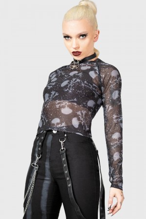 Killstar Carousel Long Sleeve Top Černé | FYAGXW-491
