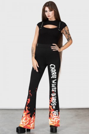 Killstar Carrie Bootcut Trousers Černé | YNAOHJ-421