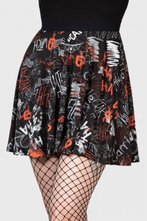 Killstar Carrie Skater Skirt Černé Červené Bílé | LAKSQO-239