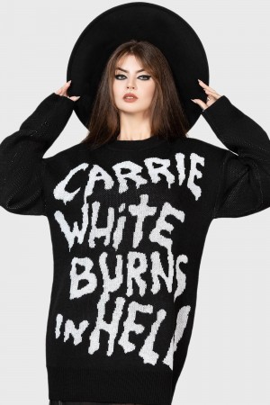 Killstar Carrie Svetrové Černé Bílé | AYESGX-098