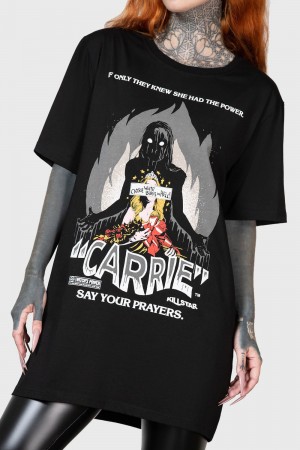 Killstar Carrie White T-Shirt Černé | DCFTEY-380