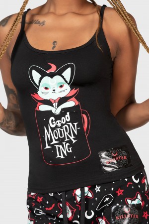 Killstar Catnap Cami Top Černé | NGZBQL-842