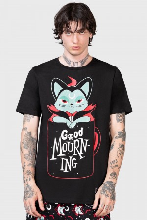 Killstar Catnap T-Shirt Černé | UGFOSP-345
