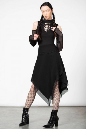 Killstar Catryna Asymmetric Skirt Černé | VJWDUC-186