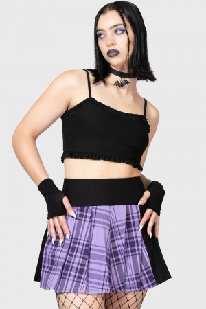 Killstar Cattie Plisovaný Skirt Fialové | KNBDLW-014