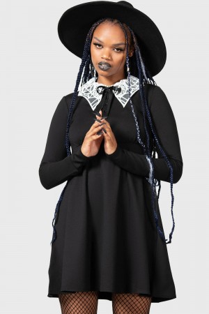 Killstar Charmed School Šaty [B] Černé | PHLVNF-490