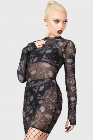 Killstar Clown Tears Bodycon Šaty Černé | KSCIOV-905