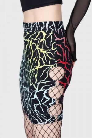 Killstar Connexion Cut-Out Skirt Černé | MLHGPA-675