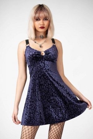 Killstar Cool Cat Šaty [PLUM] Fialové | MIROEL-973