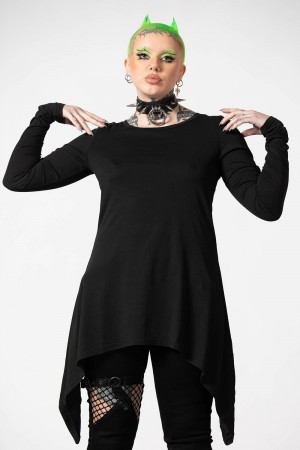 Killstar Cora Long Sleeve Top Černé | GDJOMC-915