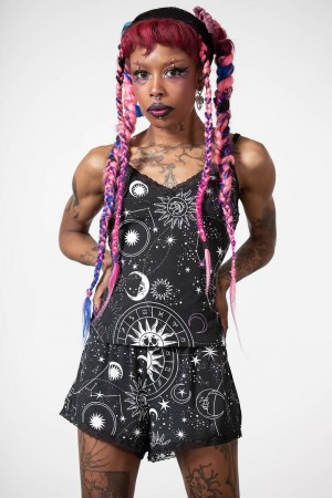 Killstar Cosmos Shorts Černé | EHYUMX-039