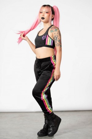 Killstar Coven Chill Velour Joggers Černé | APJBRN-376