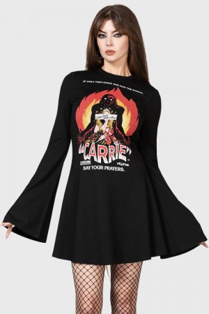Killstar Creepy Carrie Skater Šaty Černé | BFMLWA-208
