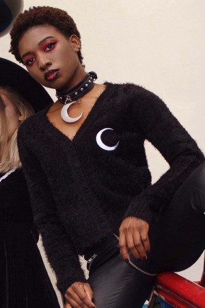 Killstar Crescent Knit Cardigan Černé | OMUSHB-723