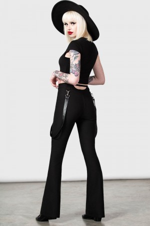 Killstar Cutout Bondage Trousers Černé | GFZISE-342