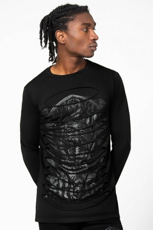 Killstar Cyrus Slashed Long Sleeve Top Černé | JADMNB-085