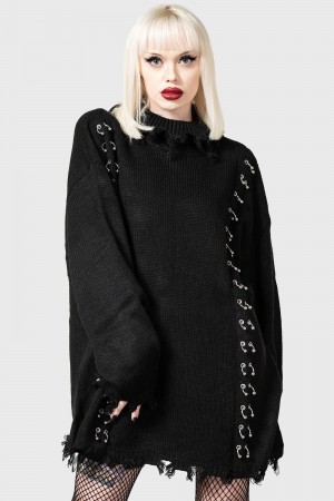 Killstar Daith Knit Svetrové Černé | AUCHKI-398