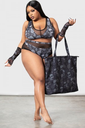 Killstar Dark And Doomed Beach Bag Černé | WNLVHA-137