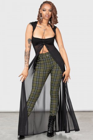 Killstar Dark Canopy Trousers Zelene | NFHLWS-167