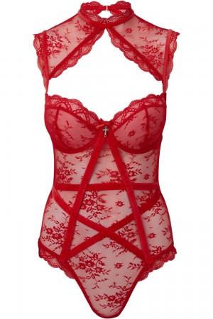 Killstar Dark Desire Krajkové Bodysuit [SCARLET] Červené | FCUKTO-931