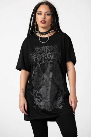 Killstar Dark Forces T-Shirt Černé | KXMWRV-817
