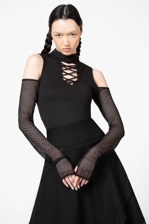 Killstar Dark Half Long Sleeve Top Černé | CTONBR-149