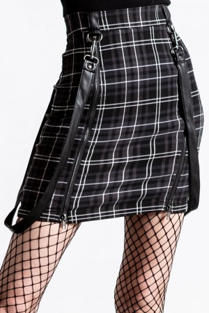 Killstar Daze Of Our Lives Mini Skirt [ASH TARTAN] Šedé | LWZIOA-368