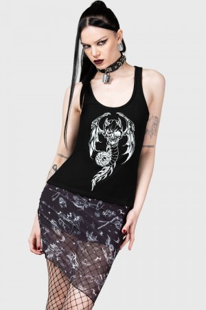 Killstar Dazed Skull Mini Skirt Černé | JQWPCI-219