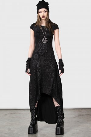 Killstar Deadly Dana Maxi Šaty Černé | DHWNYF-849