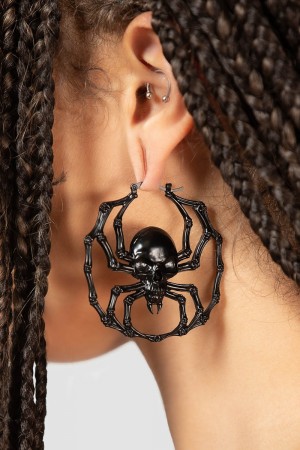 Killstar Deadly Hoop Earrings [B] Černé | IMQKOH-862