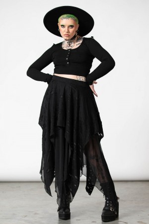 Killstar Death Valley Skirt Černé | RMGIBQ-431